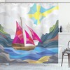 Sunny Nautical Shower Curtain with Sun Sail Boat Vitray Print - Perfect Addition to Your Bathroom Decor
