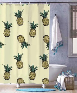 Sunny Pineapple Patterns Print Shower Curtain for Bathroom Decor