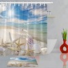 Sunny Seashells Shower Curtain, Scenic Beach Bathroom Decor, Waterproof Fabric 