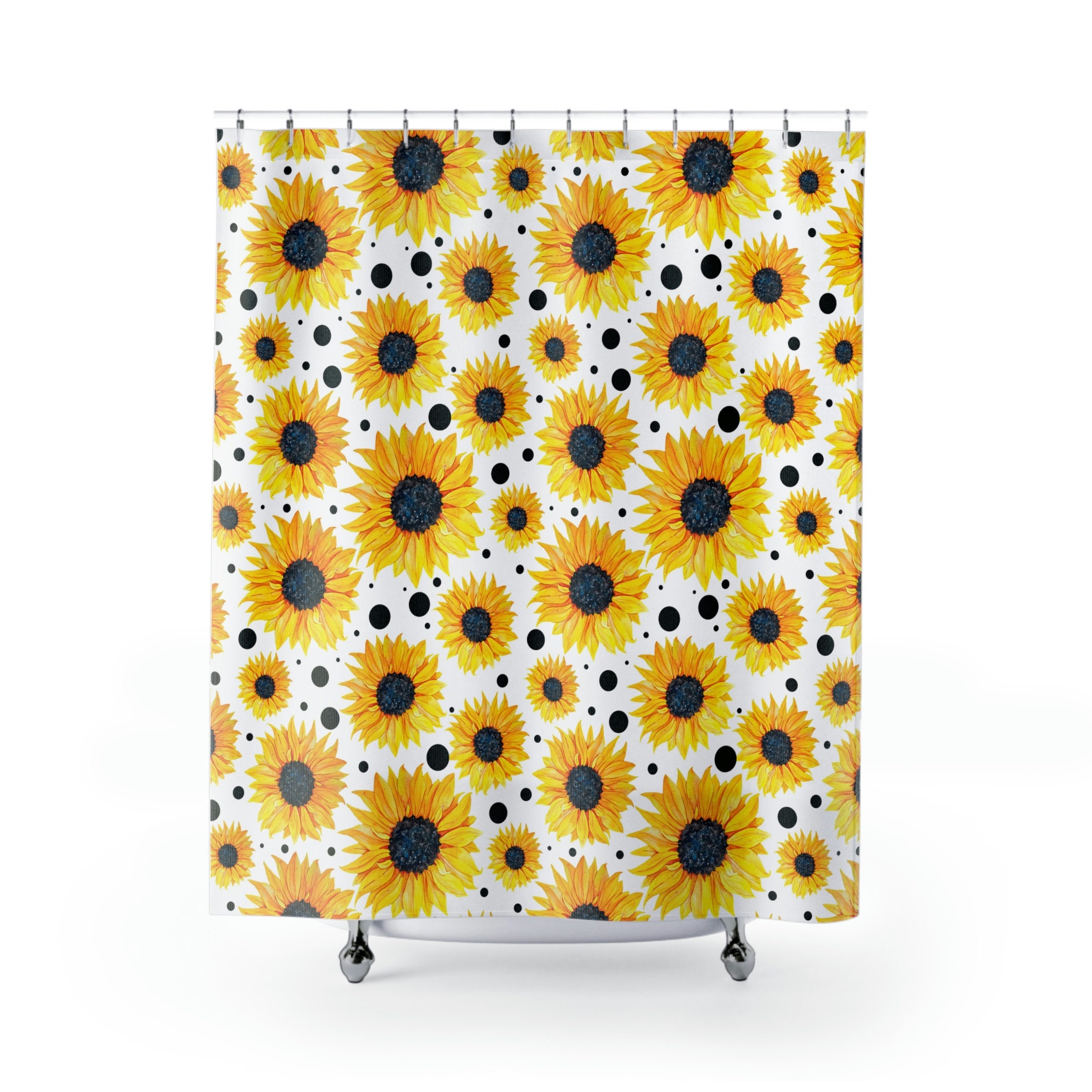 Sunny Sunflower Shower Curtain And Matching Bathmat For Cheerful Kids Bathroom Decor - Image 2