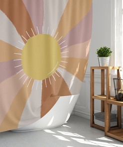 Sunny and Groovy Sun Shower Curtain, Unique Boho Style Bathroom Decor 