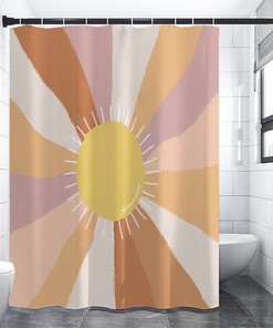 Sunny and Groovy Sun Shower Curtain, Unique Boho Style Bathroom Decor