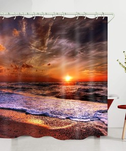 Sunrise Beach Printed Shower Curtain - Embrace the Beauty of Nature - Waterproof Bathroom Accessory