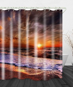 Sunrise Beach Printed Shower Curtain - Embrace the Beauty of Nature - Waterproof Bathroom Accessory