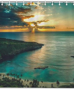 Sunrise Over Hanauma Bay Oahu Hawaii Shower Curtain - Beautiful And Colorful Fabric Curtain For Your Bathroom