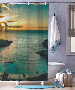 Sunrise Over Hanauma Bay Oahu Hawaii Shower Curtain - Beautiful And Colorful Fabric Curtain For Your Bathroom