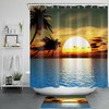 Sunrise Scenery Tropical Ocean Shower Curtain, for Bathroom Decor 