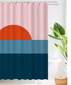 Sunrise at Sea Shower Curtain, Peaceful Water View Bathroom Decor, Waterproof and Washable 