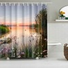 Sunrise by the Lake Shower Curtain, Scenic Morning Landscape, Fabric Set for Bathroom and Home