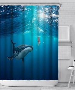 Sunset Dolphin Shower Curtain - Medium Odorless Bathroom Curtain with Beautiful Nature Design