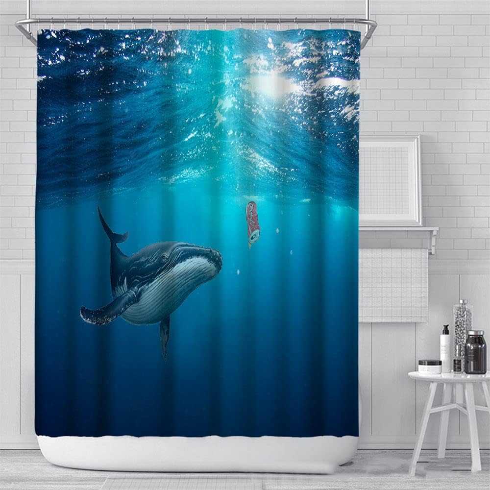 Sunset Dolphin Shower Curtain - Medium Odorless Bathroom Curtain with Beautiful Nature Design