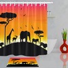 Sunset Hill Safari Shower Curtain - Tiger Lion Giraffe Antelope Elephant Zebra In Stunning African Scenery