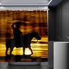Sunset Horse Racing Print Shower Curtain, Waterproof Cloth Bathroom Decor, Ideal for Horse Lovers 