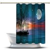 Sunset Landscape with Moon, Stars and Sea Printed Shower Curtain
