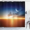 Sunset, Moon, And Star Landscape Print Shower Curtain For A Dreamy Bathroom Ambience