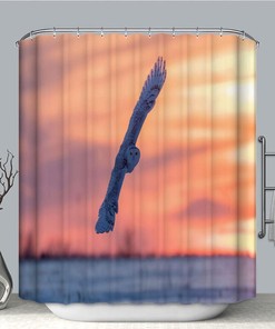 Sunset Owl Waterproof Fabric Shower Curtain