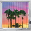 Sunset Palm Tree Beach Scene Shower Curtain for Oceanic Bathroom Decor