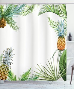 Sunset Palms: Shower Curtain with Tropical Print for Exotic Bathroom Decor