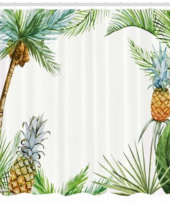Sunset Palms: Shower Curtain with Tropical Print for Exotic Bathroom Decor