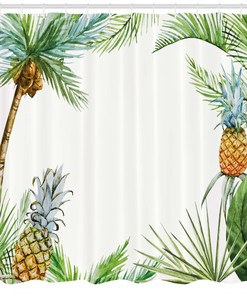 Sunset Palms: Shower Curtain with Tropical Print for Exotic Bathroom Decor