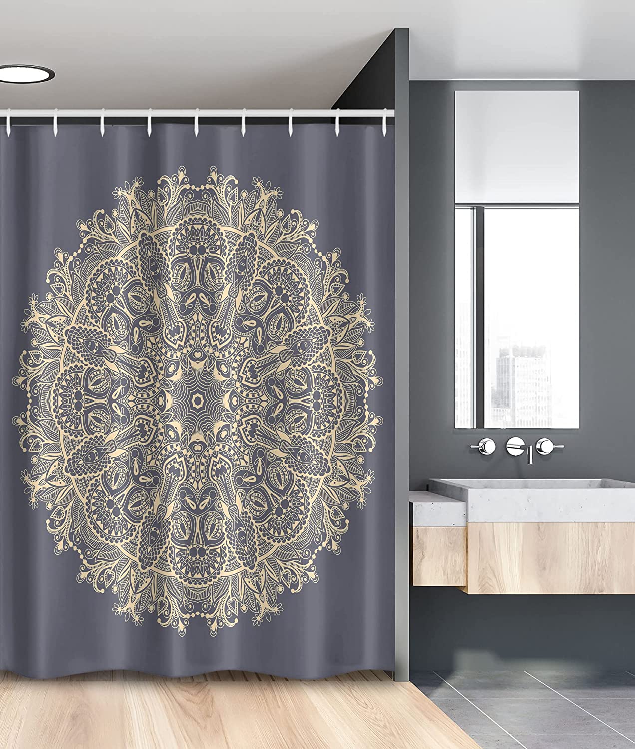 Sunset Photo With Boats And Yachts In Marina Shower Curtain For Marine Lovers, Cloth Fabric Bathroom Decors