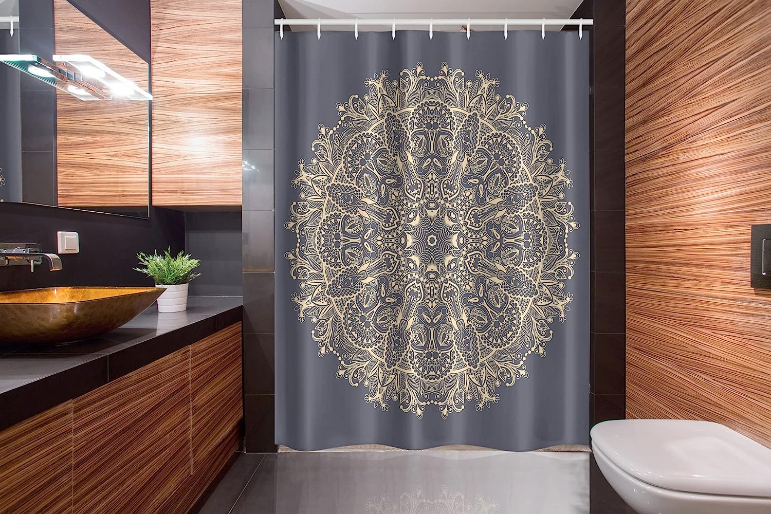 Sunset Photo With Boats And Yachts In Marina Shower Curtain For Marine Lovers, Cloth Fabric Bathroom Decors - Image 2