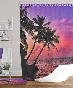 Sunset Seaview Shower Curtain, Window Scene for Your Own Private Oasis