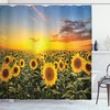 Sunset Sunflower Evening Country Farm Lake House Garden Decor Shower Curtain - Rustic Bathroom Decor