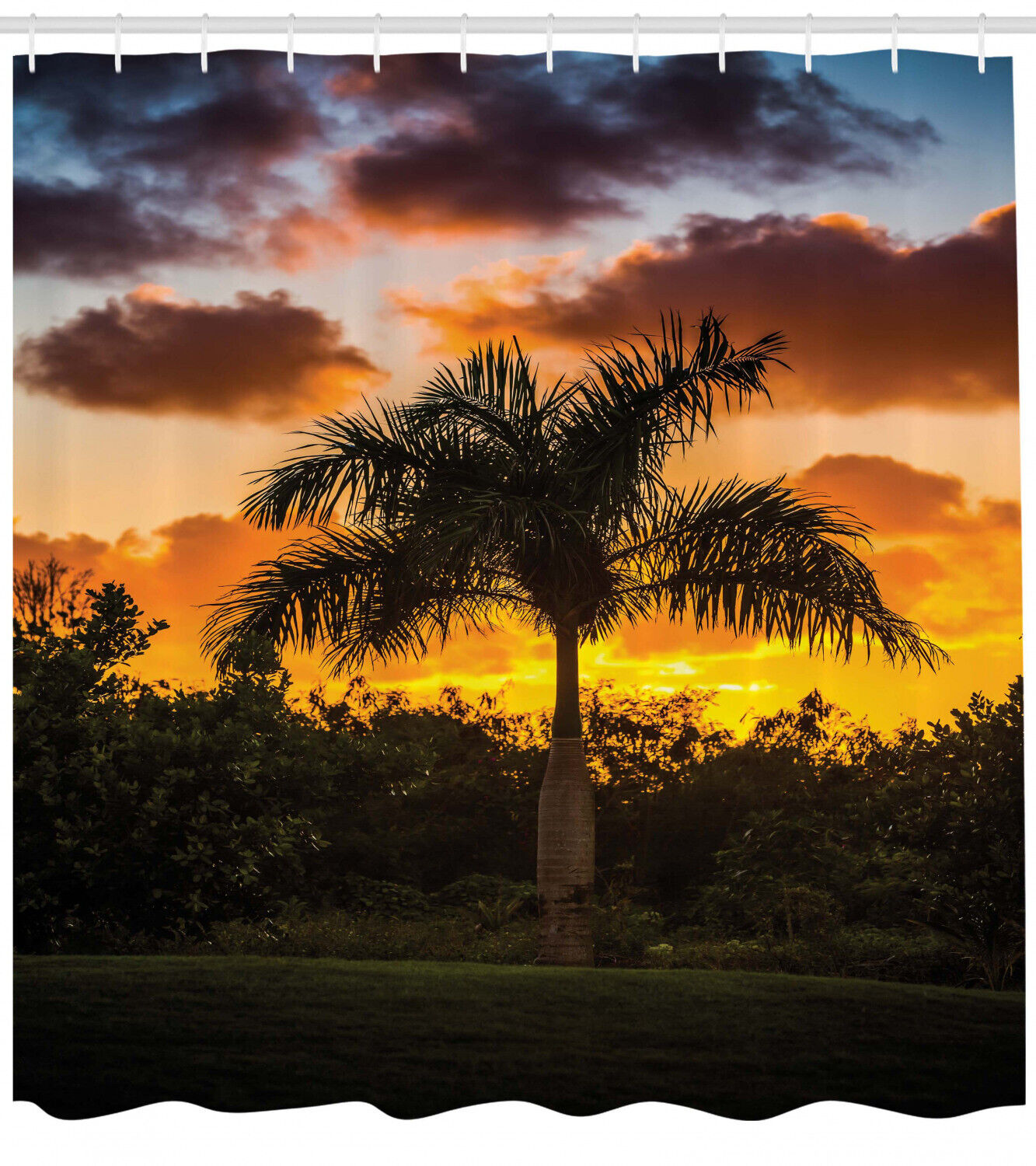 Sunset View: Shower Curtain with Tree Silhouette for Coastal Bathroom Decor