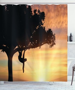 Sunset Wildlife Shower Curtain: Nature-Inspired Bath Accessories