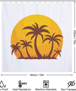 Sunset With Palm Trees Hawaii Shower Curtain For Hotel And Home Decor