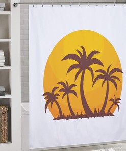 Sunset With Palm Trees Hawaii Shower Curtain For Hotel And Home Decor