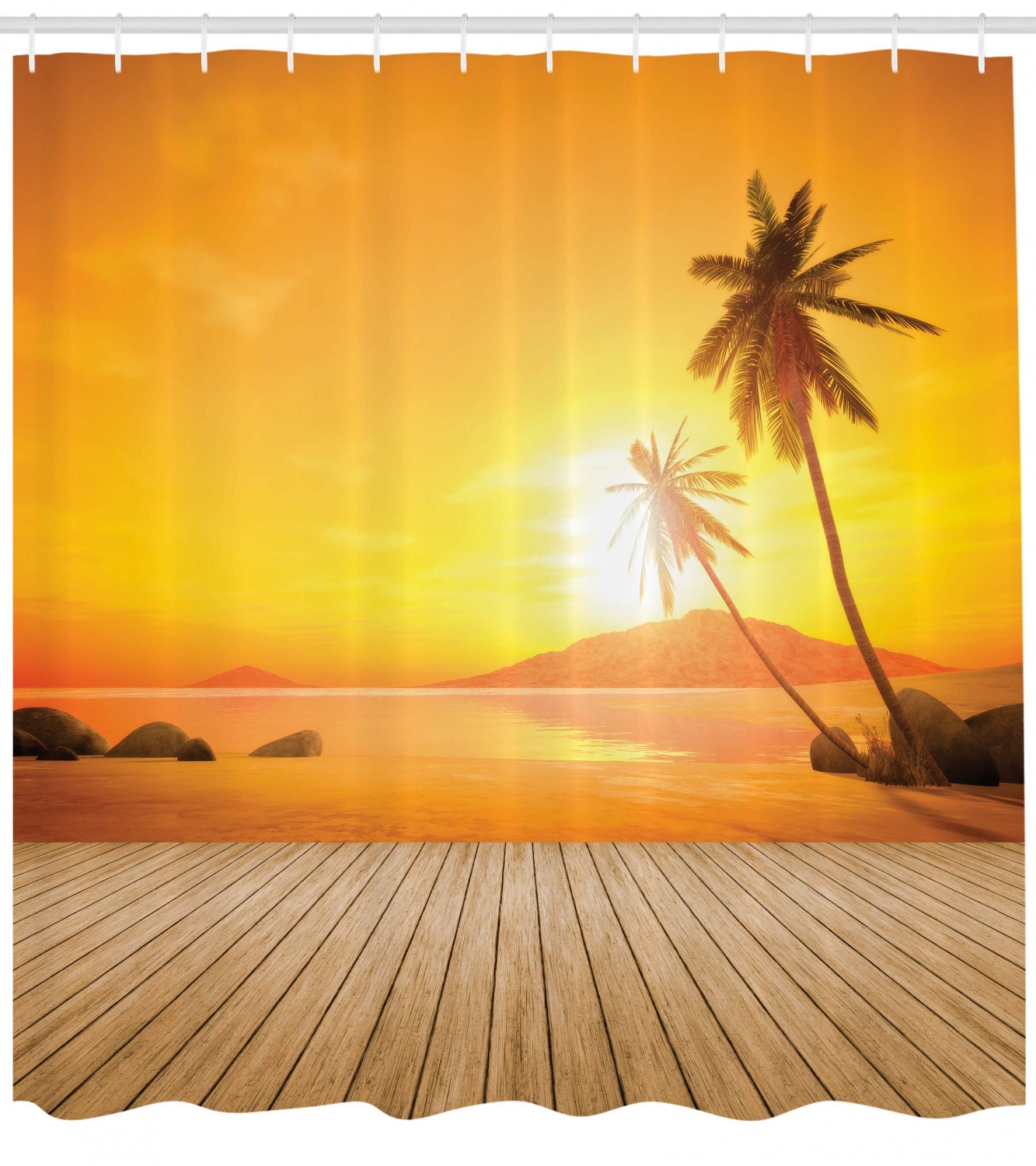 Sunset Woodland Print Shower Curtain For Tropical Bathroom Decor - Image 2