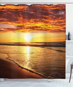 Sunset at Seaside Hawaiian Beach Bathroom Shower Curtain