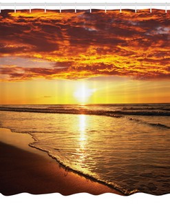 Sunset at Seaside Hawaiian Beach Bathroom Shower Curtain