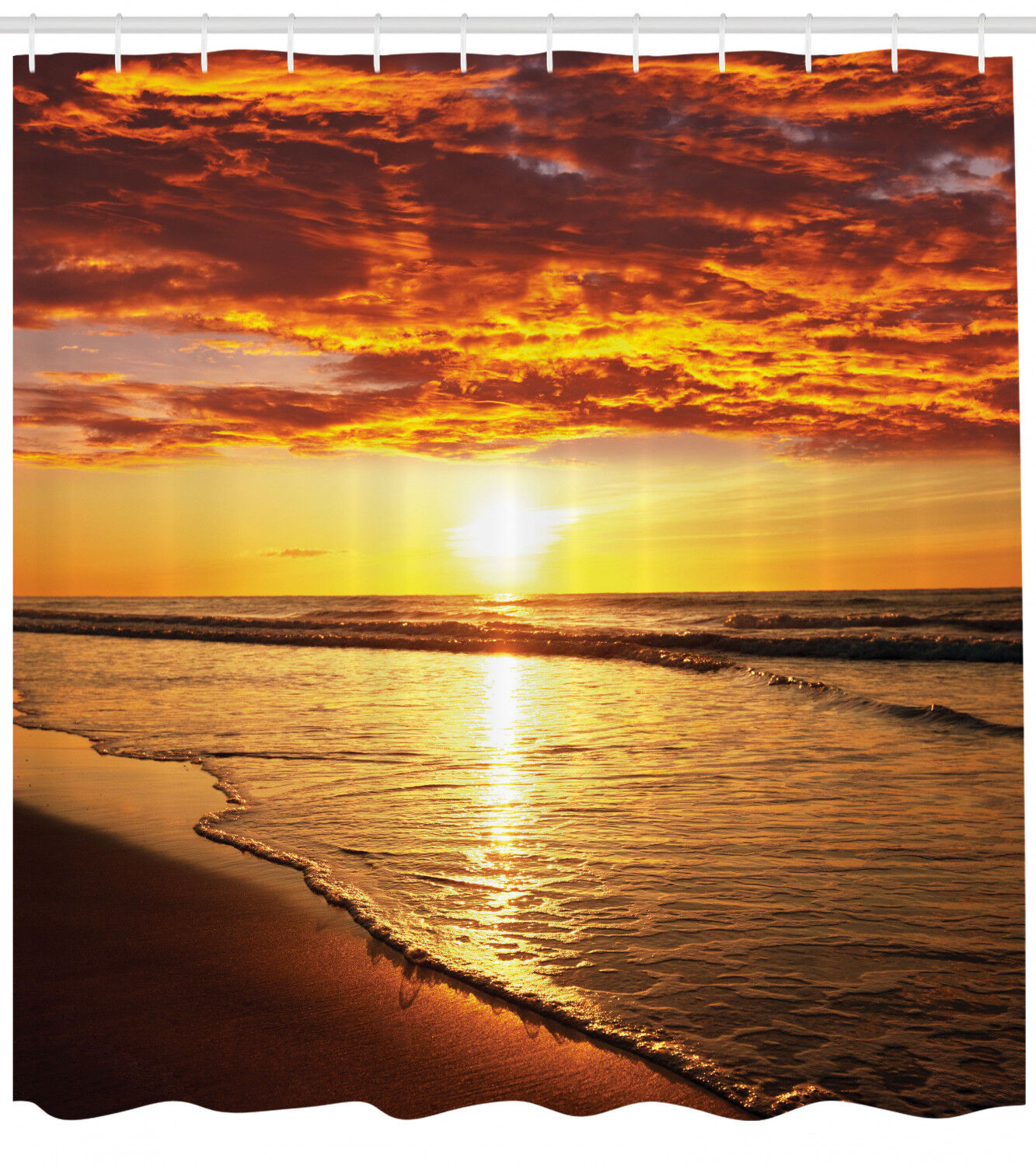 Sunset at Seaside Hawaiian Beach Bathroom Shower Curtain