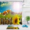 Sunshine Cows and Sunflowers Shower Curtain - Durable and Inviting Bathroom Decor with Vintage Style