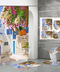 Sunshine Garden Courtyard Shower Curtain with Gorgeous Garden and Courtyard Design