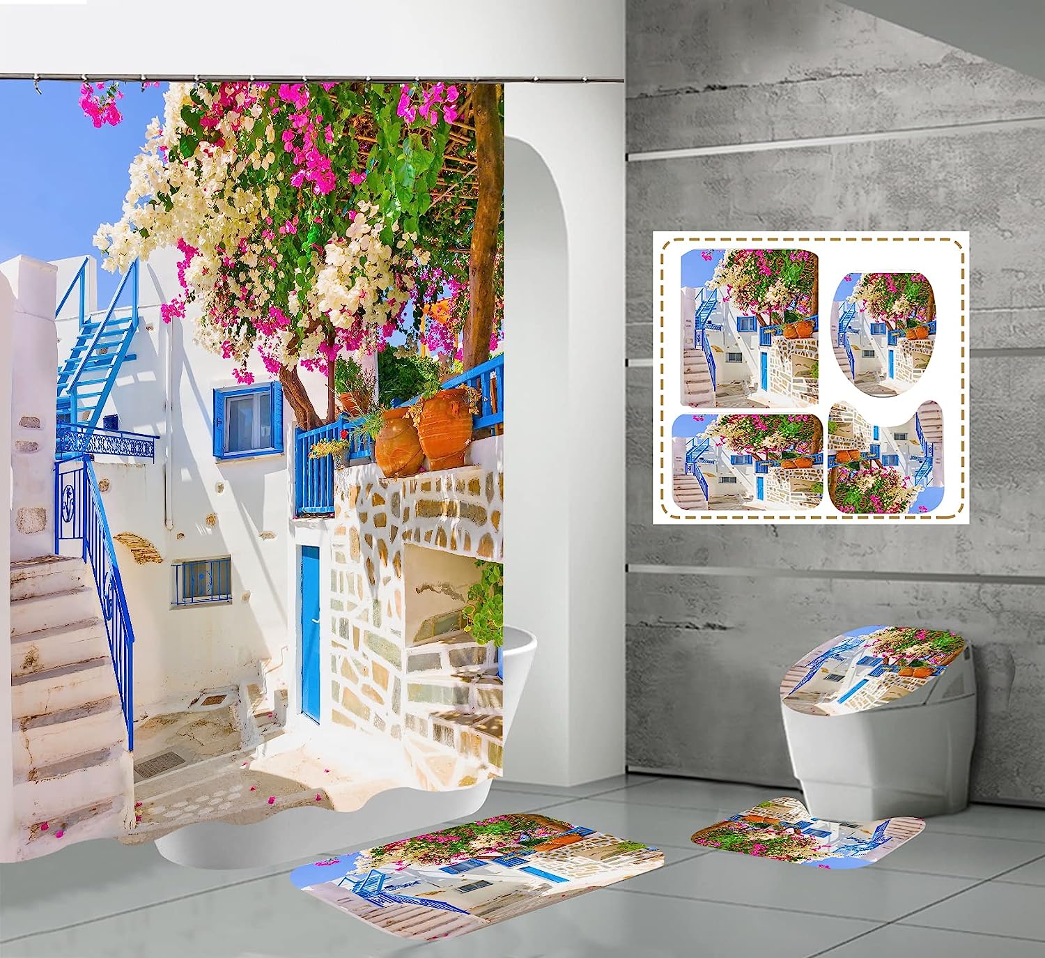 Sunshine Garden Courtyard Shower Curtain with Gorgeous Garden and Courtyard Design