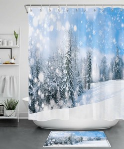 Sunshine Snow Forest Winter Shower Curtain 