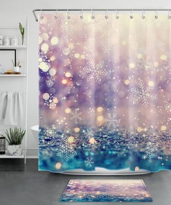 Sunshine Snowflake Winter Shower Curtain for Bathroom Decor