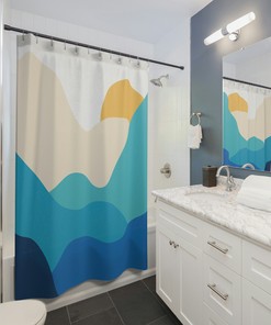 Sunside and Ocean Print Shower Curtain for Bathroom Decor