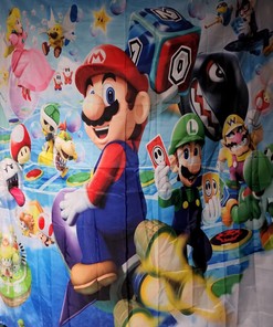 Super Mario Party Video Game Shower Curtain - Perfect for Gamers, Durable and Waterproof Fabric