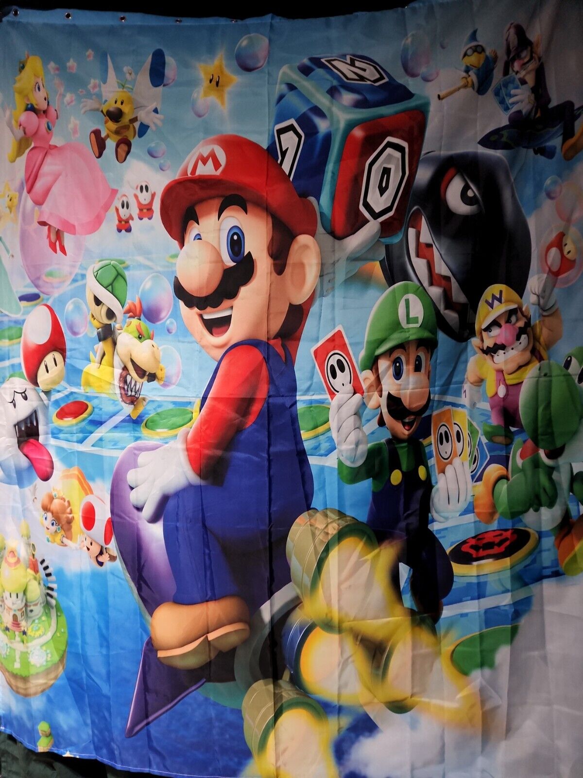 Super Mario Party Video Game Shower Curtain - Perfect for Gamers, Durable and Waterproof Fabric