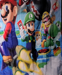 Super Mario Party Video Game Shower Curtain - Perfect for Gamers, Durable and Waterproof Fabric
