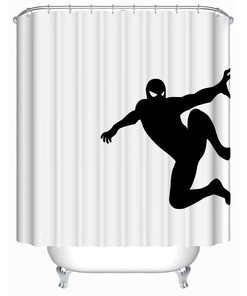 Superhero Spider-Man Silhouette Shower Curtain with Matching Foot Pad for a Complete Look