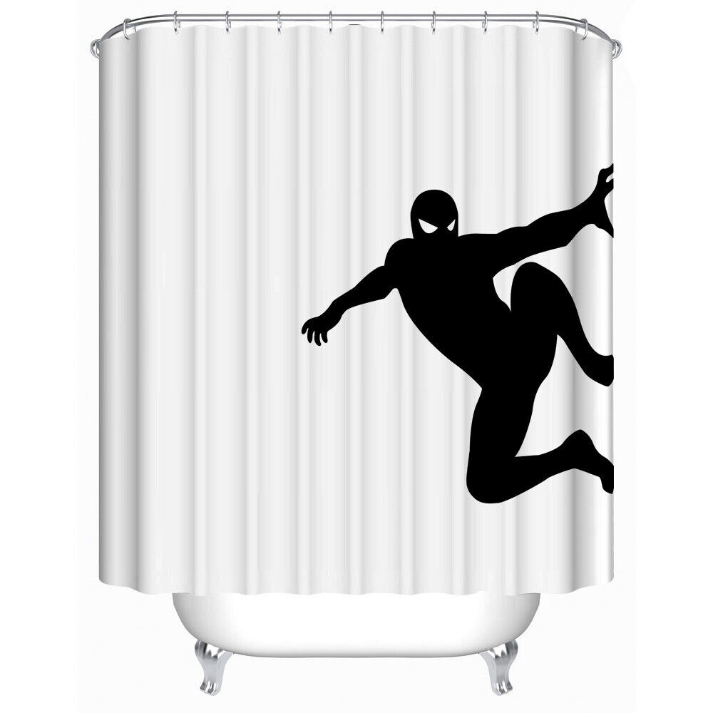 Superhero Spider-Man Silhouette Shower Curtain with Matching Foot Pad for a Complete Look