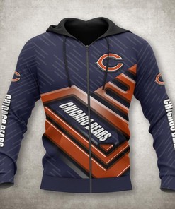 Support Your Team With This All Over Print 3D Chicago Bears Zip Up Hoodie - Perfect Gifts For Fans