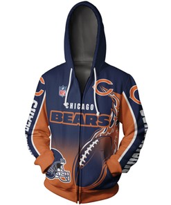 Support Your Team With This Chicago Bears All Over Print 3D Zip Hoodie - Cute Flame Balls Graphic Gifts For Fans