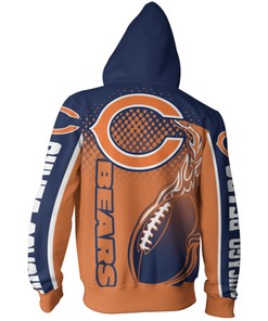 Support Your Team With This Chicago Bears All Over Print 3D Zip Hoodie - Cute Flame Balls Graphic Gifts For Fans